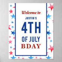 Welcome 4th of July Birthday Patriotic Red Blue