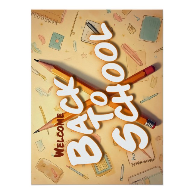 Pôster Welcome Back to School – Pencil Art Design (Frente)