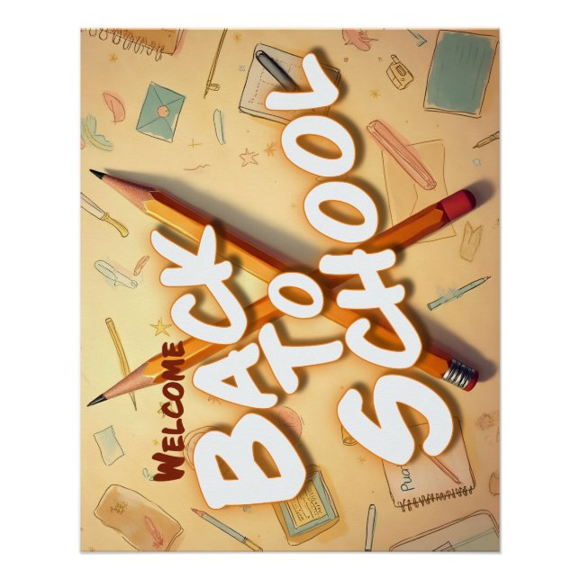 Pôster Welcome Back to School – Pencil Art Design (Frente)