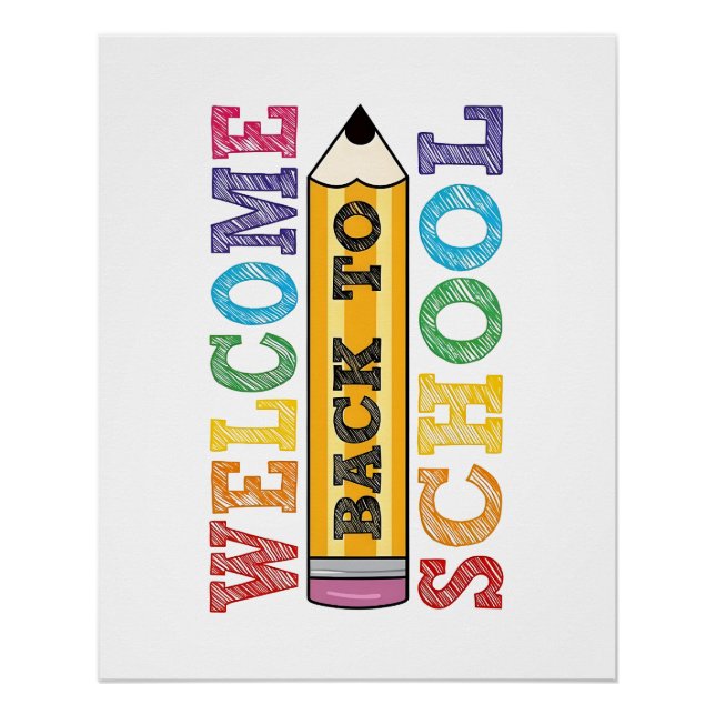 Pôster Welcome Back to School – Pencil Illustration (Frente)