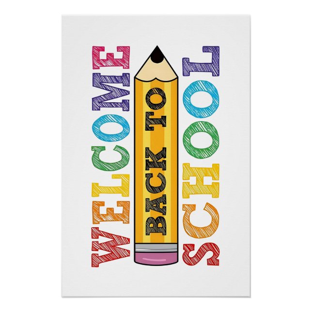 Pôster Welcome Back to School – Pencil Illustration (Frente)