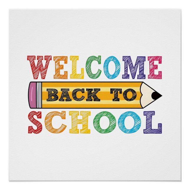 Pôster Welcome Back to School – Pencil Illustration (Frente)