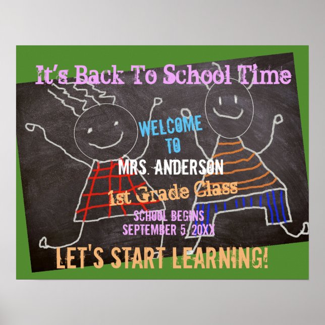 Poster Welcome Back To School Teacher Add Name (Frente)