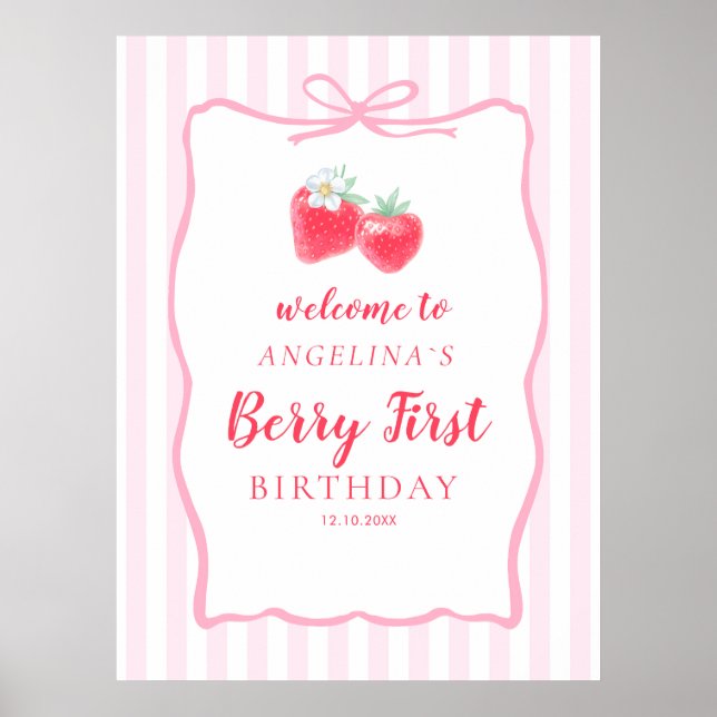 Poster Welcome Berry-Themed First Birthday  (Frente)
