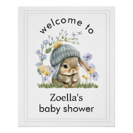 Pôster Welcome Poster Baby Shower Simple Cute Bunny