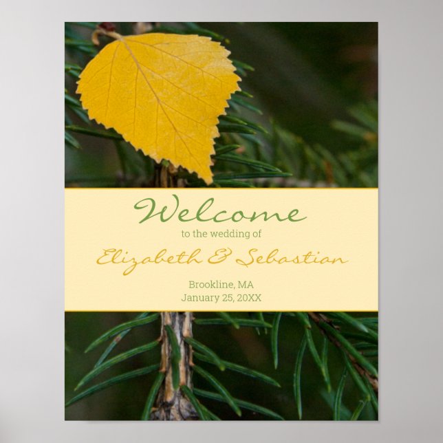 Poster WELCOME - Sinal de Casamento - Ramo Amarelo de Pin (Frente)