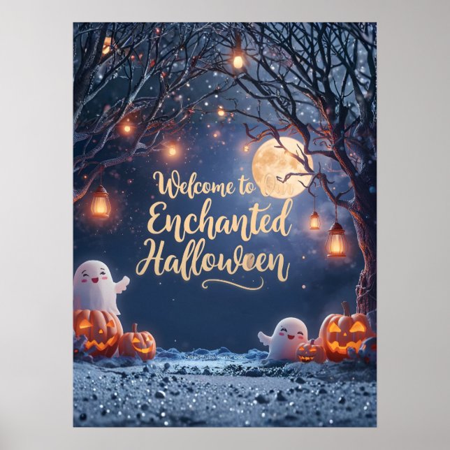 Poster Welcome to Our Enchanted Halloween – Cute Ghost Po (Frente)