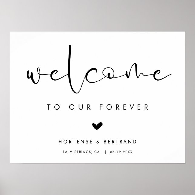 Poster Welcome to our Forever Elegant Wedding  (Frente)