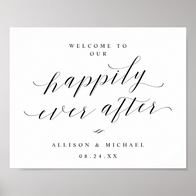 Poster Welcome to Our Happily Ever After Reception Sign (Frente)