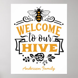 Poster Welcome to our Hive   Gold Whimsical Illustration