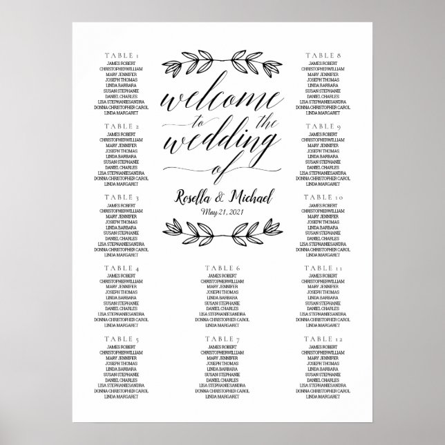 Poster Welcome To The Wedding - Seating Chart N.2 (Frente)