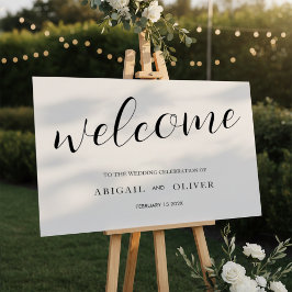 Poster welcome | White Black Calligraphy Simple