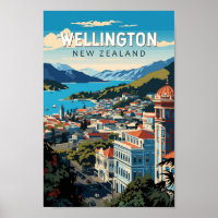 Wellington New Zelândia Viagem Art Vintage