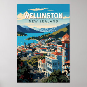 Poster Wellington New Zelândia Viagem Art Vintage