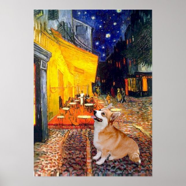 Poster Welsh Corgi 7b Pembroke  - Café Terrace (Frente)