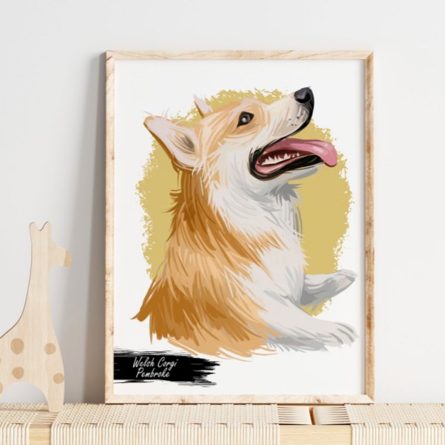 Poster Welsh Corgi Pembroke Dog Portrait | Retrato Pet (Criador carregado)