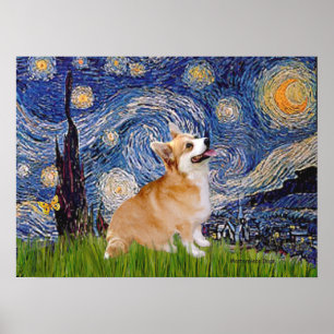 Pôster Welsh Corgi Pembroke - Noite Estrelada