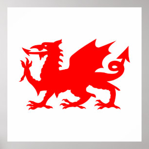 Poster Welsh Dragon Flag, Wales Dragon Flag, Inglaterra
