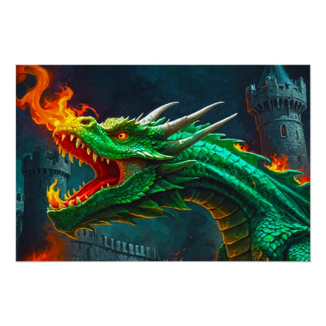 Pôster Welsh Dragon Oferece Aquecimento para o Castelo In (Frente)