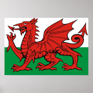 Pôster Welsh flag, "Cymru am byth",   The red dragon