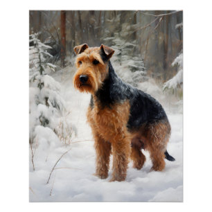 Pôster Welsh Terrier Deixe-o nevar no Natal