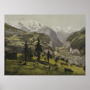 Poster Wengen e o vale de Lauterbunnen, Bernese Oberla