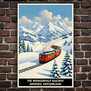 Poster Wengen, Suiça: Viagens vintage dos anos 60