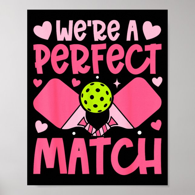 Poster We're A Match Ckleball Couple Paddle Hearts Valent (Frente)