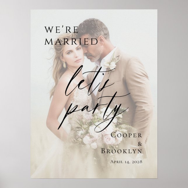 Poster We're Married Let's Party Elopement photo welcome (Frente)