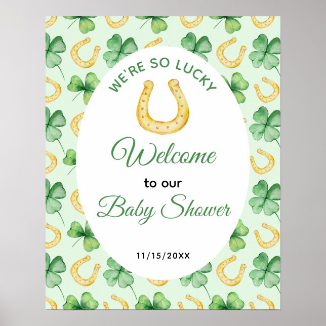 Poster We're So Lucky Horseshoe St Patrick's Baby Shower (Frente)