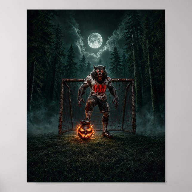 Poster Werewolf Soccer Player Halloween Horror Art (Frente)