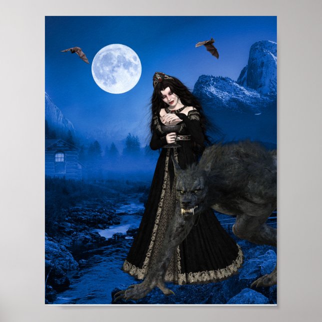 Poster Werewolf Vampire Enchantress Halloween Ful Moom (Frente)