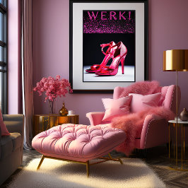 Pôster "WERK!" Cartaz de Manifesto Artístico Feminino