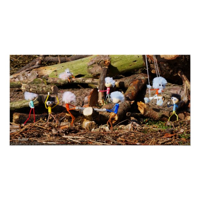 Pôster Werkende Fubby's in hun houtzagerij. (Frente)