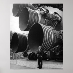 Poster Werner von Bran e o foguete Saturno V
