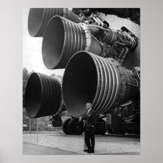 Poster Werner von Bran e o foguete Saturno V