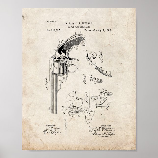 Pôster Wesson Revolving Fire Arm Patent - Olho Antigo (Frente)