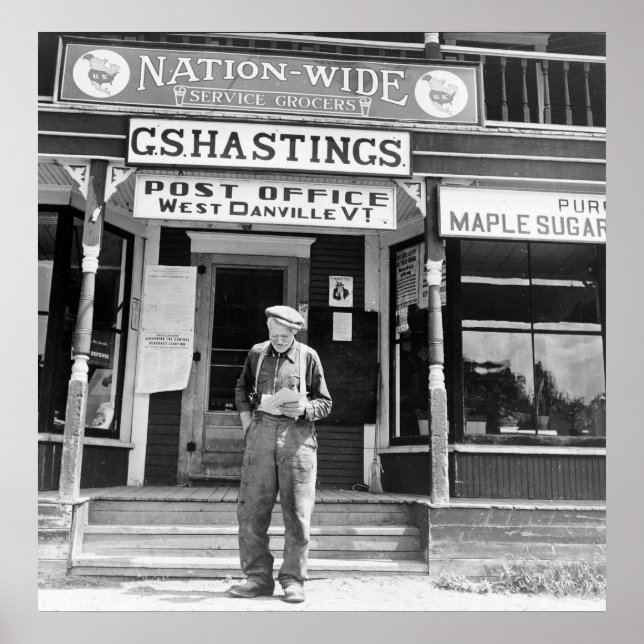 Poster West Danville, VT, Escritório de Posto, anos 40 (Frente)