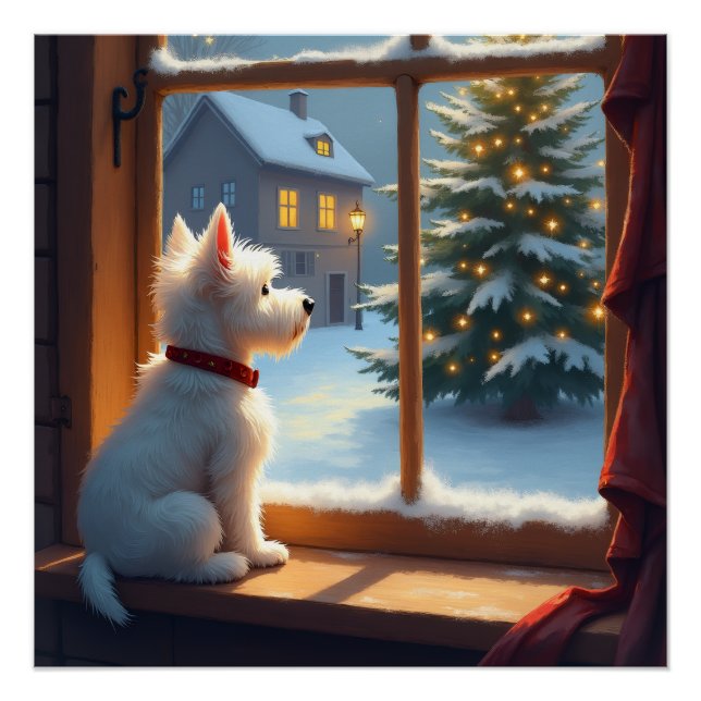 Pôster West Highland White Terrier Christmas Morning View (Frente)