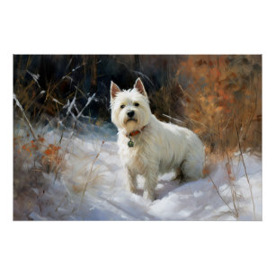 Pôster West Highland White Terrier Deixe-o nevar no Natal