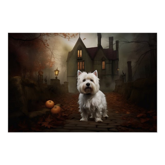 Pôster West Highland White Terrier Halloween Scareen (Frente)