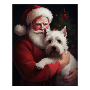 Pôster West Highland White Terrier Santa Claus Natal