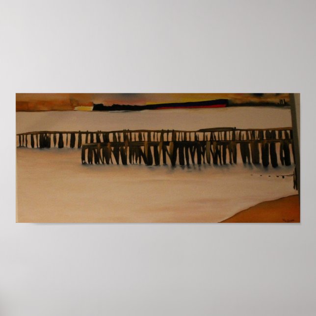 Poster West Seattle Piers vê navios de Seattle Centros (Frente)