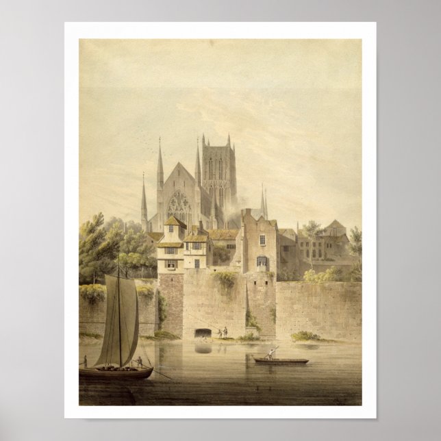Poster West View of Worcester Cathedral, 1798 (c/c em Pap (Frente)