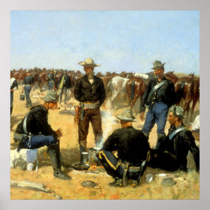 Poster Western Art "Café da manhã de Cavalryman"