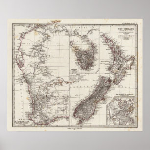 Poster Western Australia Tasmania and New Zealand