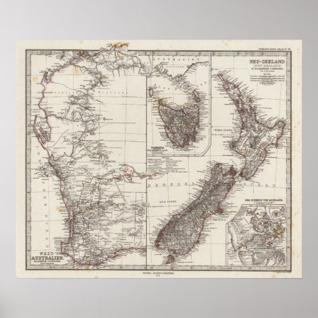 Poster Western Australia Tasmania and New Zealand (Frente)