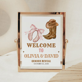 Poster Western Boots and Bows Gender Reveal Welcome Sign