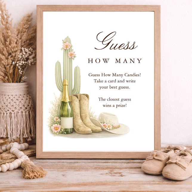 Poster Western Boots Baby Shower Activity Guess How Many (Criador carregado)