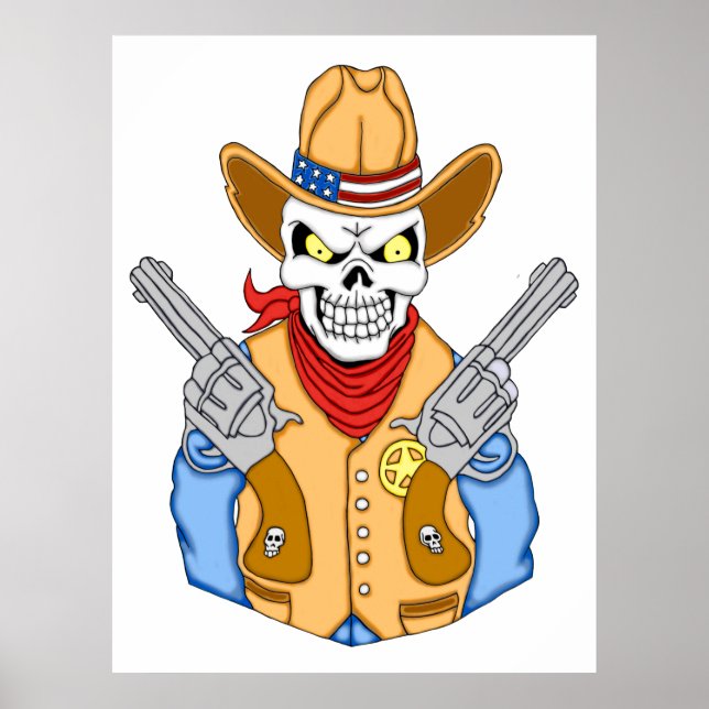Pôster Western Cowboy Skull (Frente)